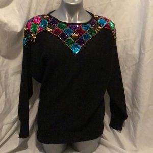 Vintage Sequin Mardi-Gras MardiGras sweater